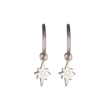 Lark London Amanda Coleman Star Hoop Earrings Silver In Metallic