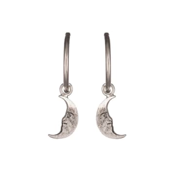 Lark London Amanda Coleman Moon Hoop Earrings Silver In Metallic