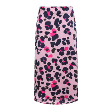 Mercy Delta Leopard Strawberry Print Silk Wray Skirt In Animal Print