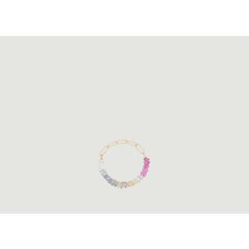 Atelier Paulin Gold Filled Chain Ring With Rainbow Nonza Sapphires