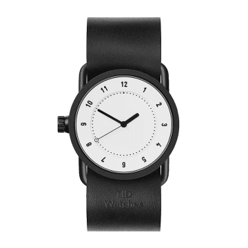 Tid Watches No.1 33mm White And  Black Leather Wristband And Black Buckle Watch
