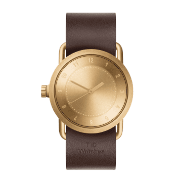 Tid Watches No.1 36mm Gold And Walnut Leather Wristband Watch
