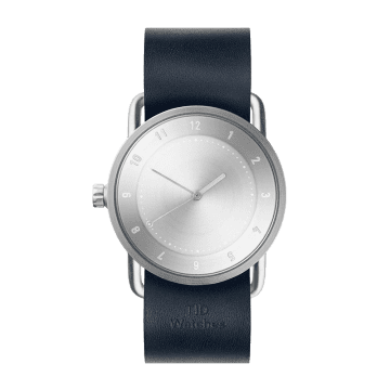 Tid Watches No.2 36mm Steel / Navy Leather Wristband In Blue