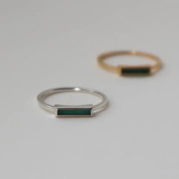 Lines + Current Green Achemy Agate Ring In Metallic