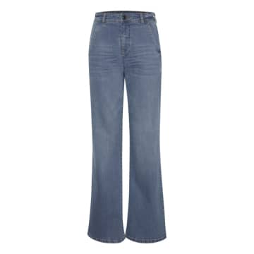 Fransa Boot Cut Denim Jeans In Medium Wash In Blue