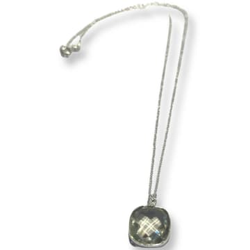 Siren Silver Single Grey Crystal Necklace With Silver Chain In Metallic