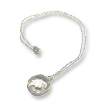 Siren Silver Single Clear Crystal Necklace With Silver Chain In Metallic