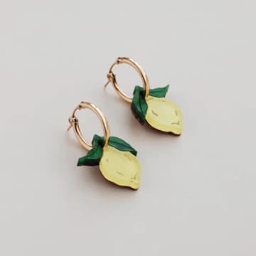 Julia Davey Lemon Mini Hoops Earrings By Wolf & Moon