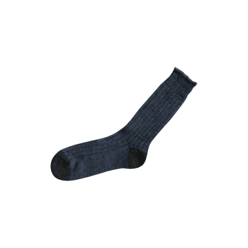 Nishiguchi Kutsushita Recycled Cotton Ribbed Socks In Blue