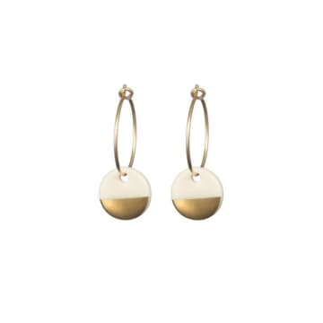One & Eight Porcelain Disc Earrings In Gold