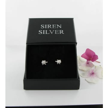 Siren Silver Turtle Stud Earrings In Metallic