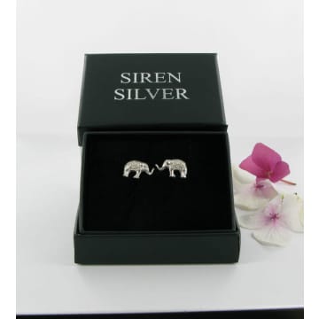 Siren Silver Elephant Stud Earrings Sterling Silver In Metallic