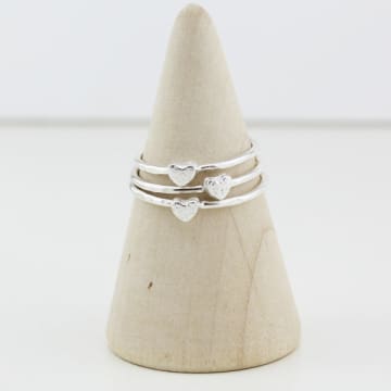 Lucy Kemp Handmade Sterling Silver Mini Heart Ring In Metallic