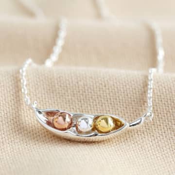 Lisa Angel Silver Three Peas In A Pod Necklace In Metallic