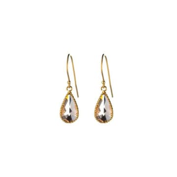 One & Eight Blush Glass Charm Gold Drop Earrings