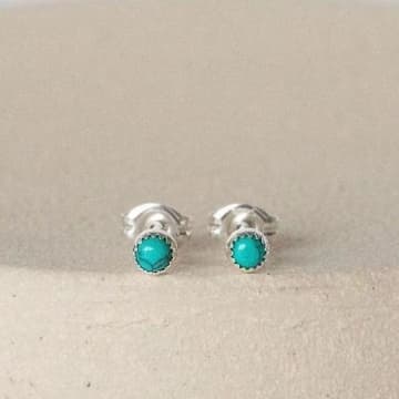 Lucy Kemp Sterling Silver Turquoise Stud Earrings In Metallic