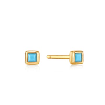 Ania Haie Gold Turquoise Square Stud Earrings