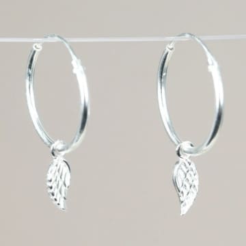 Lisa Angel Sterling Silver Wing Charm Hoop Earrings In Metallic