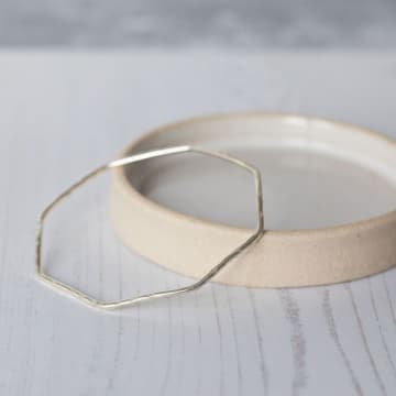 Lucy Kemp Sterling Silver Geo Octagon Bangle In Metallic