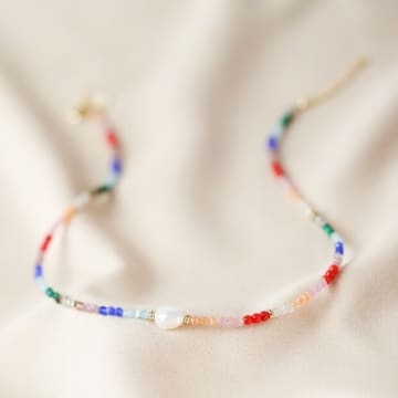 Lisa Angel Rainbow Beads And Freshwater Pearl Necklace