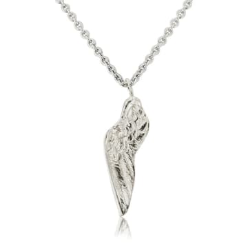 Collardmanson 925 Silver- Small Wing Necklace In Metallic