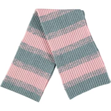 Catherine Tough Marl Stripe Lambswool Scarf In Pink