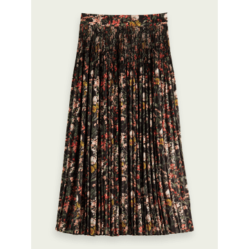 Shop Scotch & Soda Pleated Floral Print Skirt