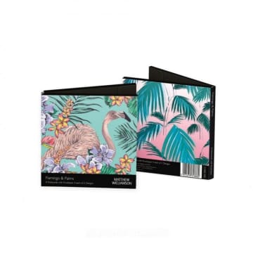 Matthew Williamson Flamingo & Sunset Palms Notecards In Green