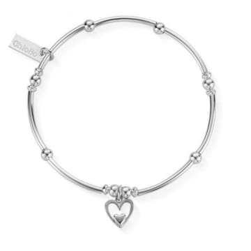 Chlobo Mini Noodle Ball Heart In Heart Bracelet Silver In Metallic