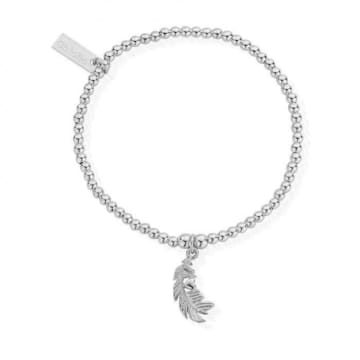 Chlobo Cute Charm Heart In Feather Bracelet Silver In Metallic