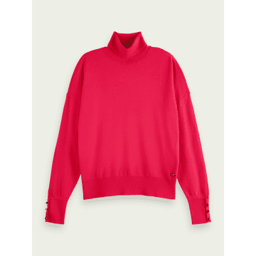 Scotch & Soda Relaxed Fit Turtleneck In Cosmic Pink