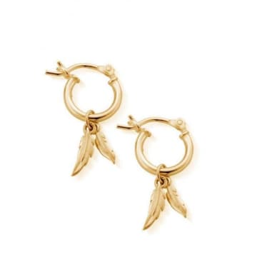 Chlobo Double Feather Small Hoops Gold