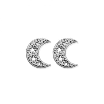 Chlobo Starry Moon Stud Earrings Silver In Metallic
