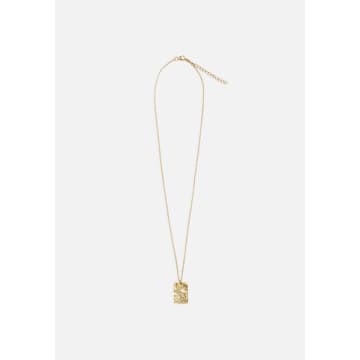 El Puente Necklace With Hammered Rectangular Pendant // Gold