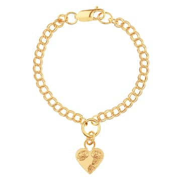 Mikaela Lyons Flower Heart Bracelet In Gold