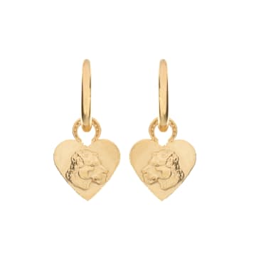 Mikaela Lyons Hoop Lioness Heart Earrings In Metallic