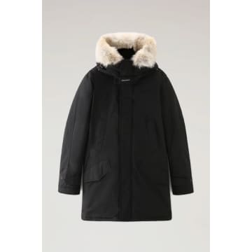 Shop Woolrich Polar Parka In Ramar With High Collar And Fur Trim Black