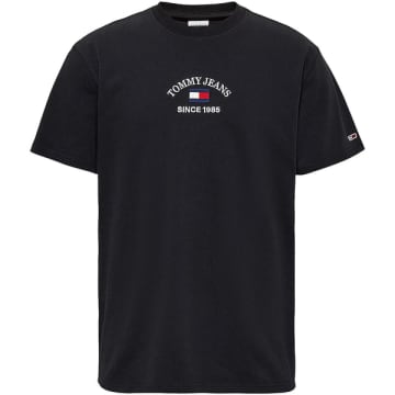 Tommy Hilfiger Tommy Jeans Timeless Flocked Flag T-shirt In Black