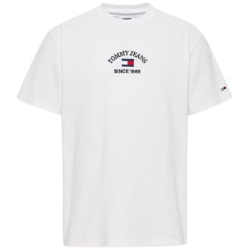 Tommy Hilfiger Tommy Jeans Timeless Flocked Flag T-shirt In White