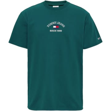 Tommy Hilfiger Tommy Jeans Timeless Flocked Flag T-shirt In Green