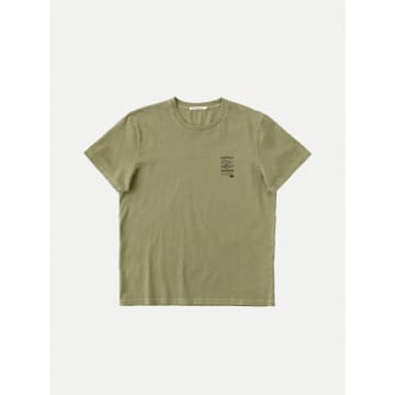 Nudie Jeans T-shirt Roy Respect The Worker Faded Green