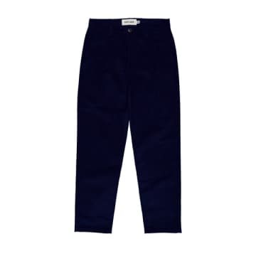 Outland Pleats Cord Trousers Navy In Blue