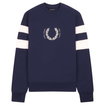 Fred Perry Bold Tipped Sweatshirt Navy In Blue