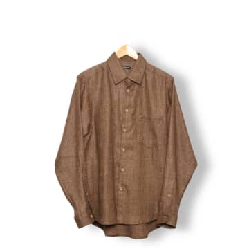 Frank Leder Bronze Weave Wool Shirt Brown In Metallic