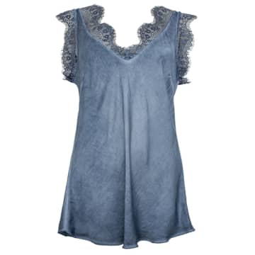 Costamani Lace Capped Sleeve In Blue Denim