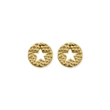 Chlobo Sparkle Star In Circle Sud Earrings In Gold