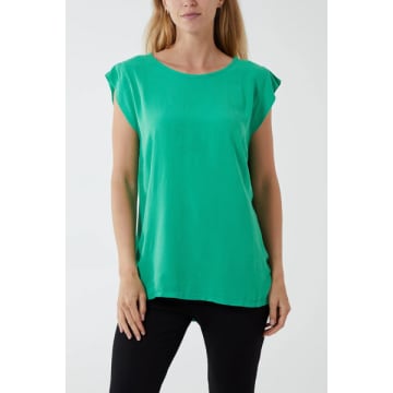 Attic Womenswear Short Sleeve Capped Sleeve Top In Green