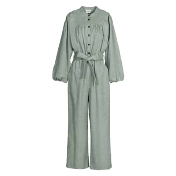 Frnch Wide Leg Belted Jumpsuit In Green