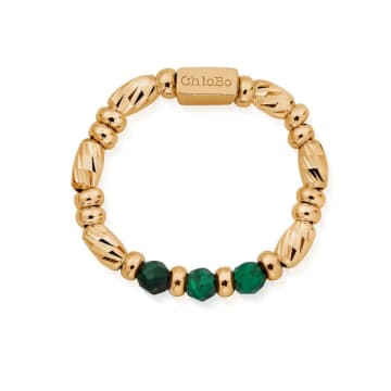 Chlobo Malachite Sparkle Ring Of Empowerment In Gold
