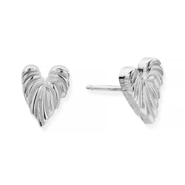 Chlobo Leaf Heart Stud Earrings In Metallic